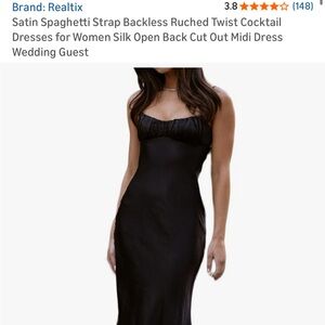 Realitx Black Satin Midi Dress